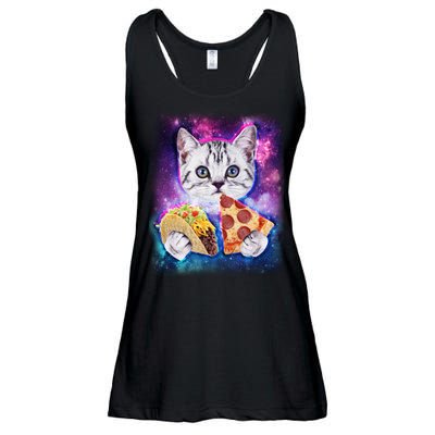 Space Cat Pizza And Tacos Ladies Essential Flowy Tank