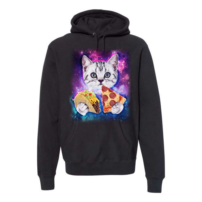 Space Cat Pizza And Tacos Premium Hoodie