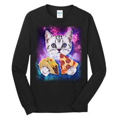 Space Cat Pizza And Tacos Tall Long Sleeve T-Shirt