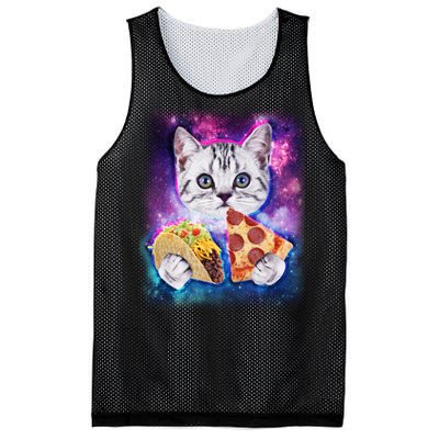 Space Cat Pizza And Tacos Mesh Reversible Basketball Jersey Tank