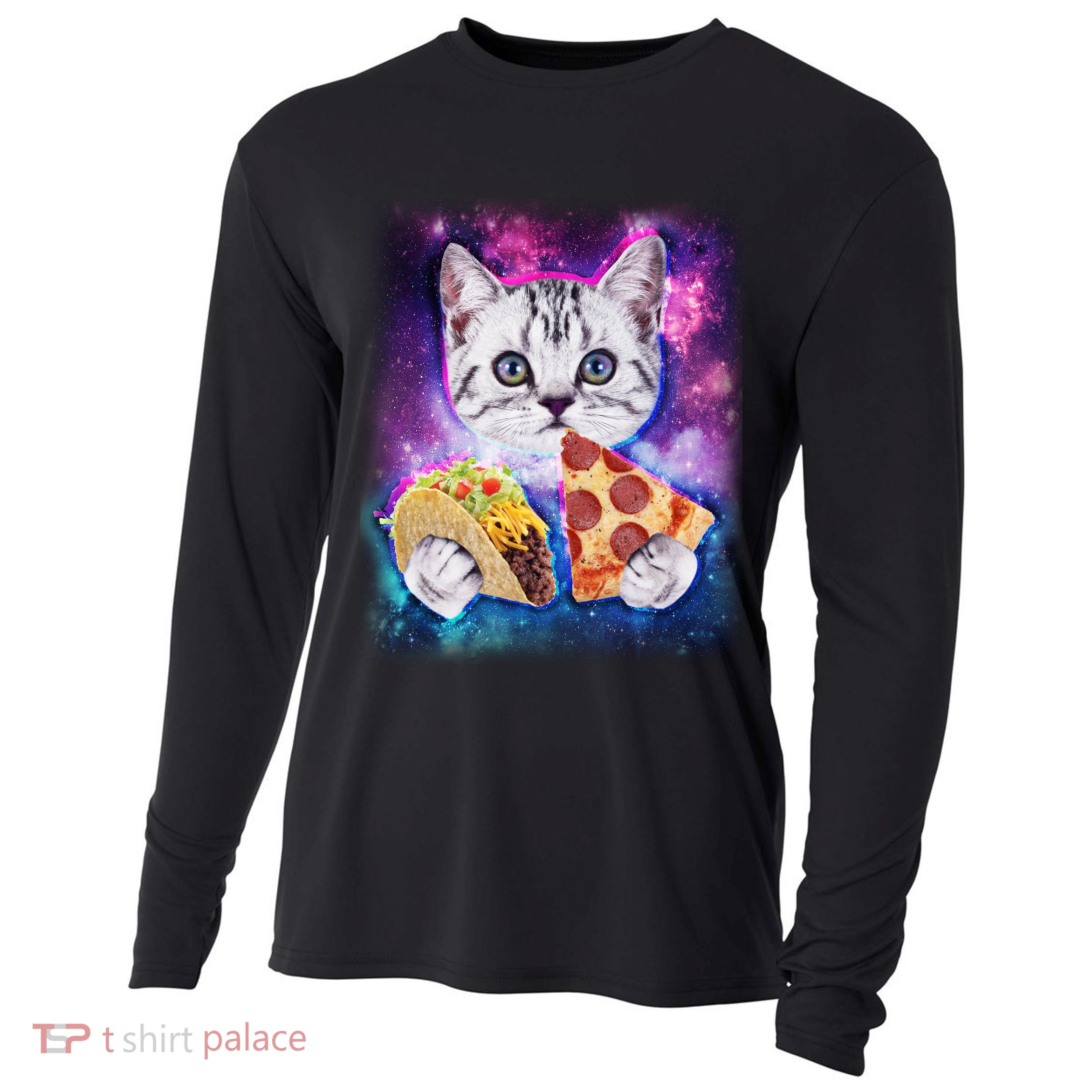 Space Cat Pizza And Tacos Cooling Performance Long Sleeve Crew