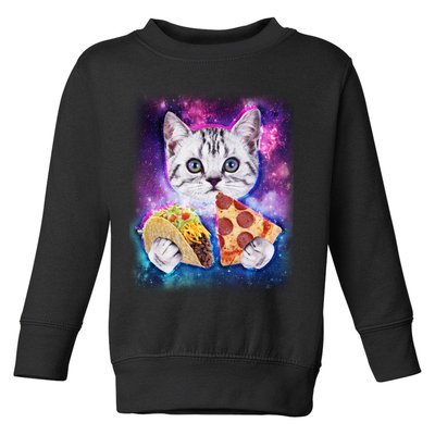 Space Cat Pizza And Tacos Toddler Sweatshirt