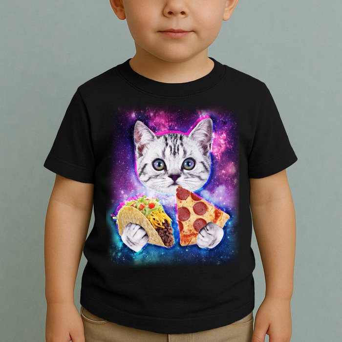 Space Cat Pizza And Tacos Toddler T-Shirt