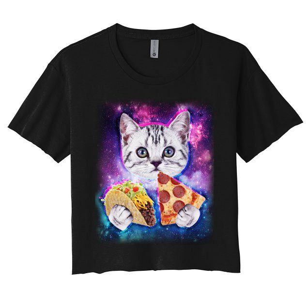Space Cat Pizza And Tacos Crop Top