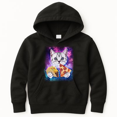 Space Cat Pizza And Tacos Kids Hoodie