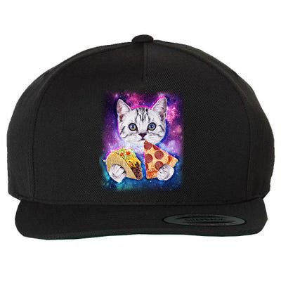 Space Cat Pizza And Tacos Wool Snapback Cap