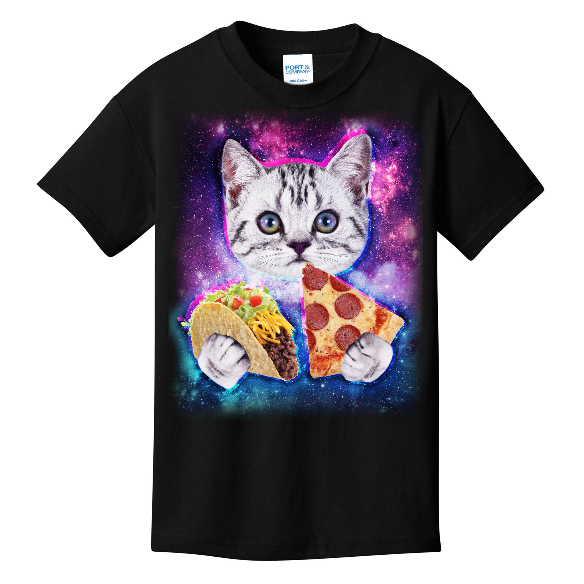 Space Cat Pizza And Tacos Kids T Shirt TeeShirtPalace