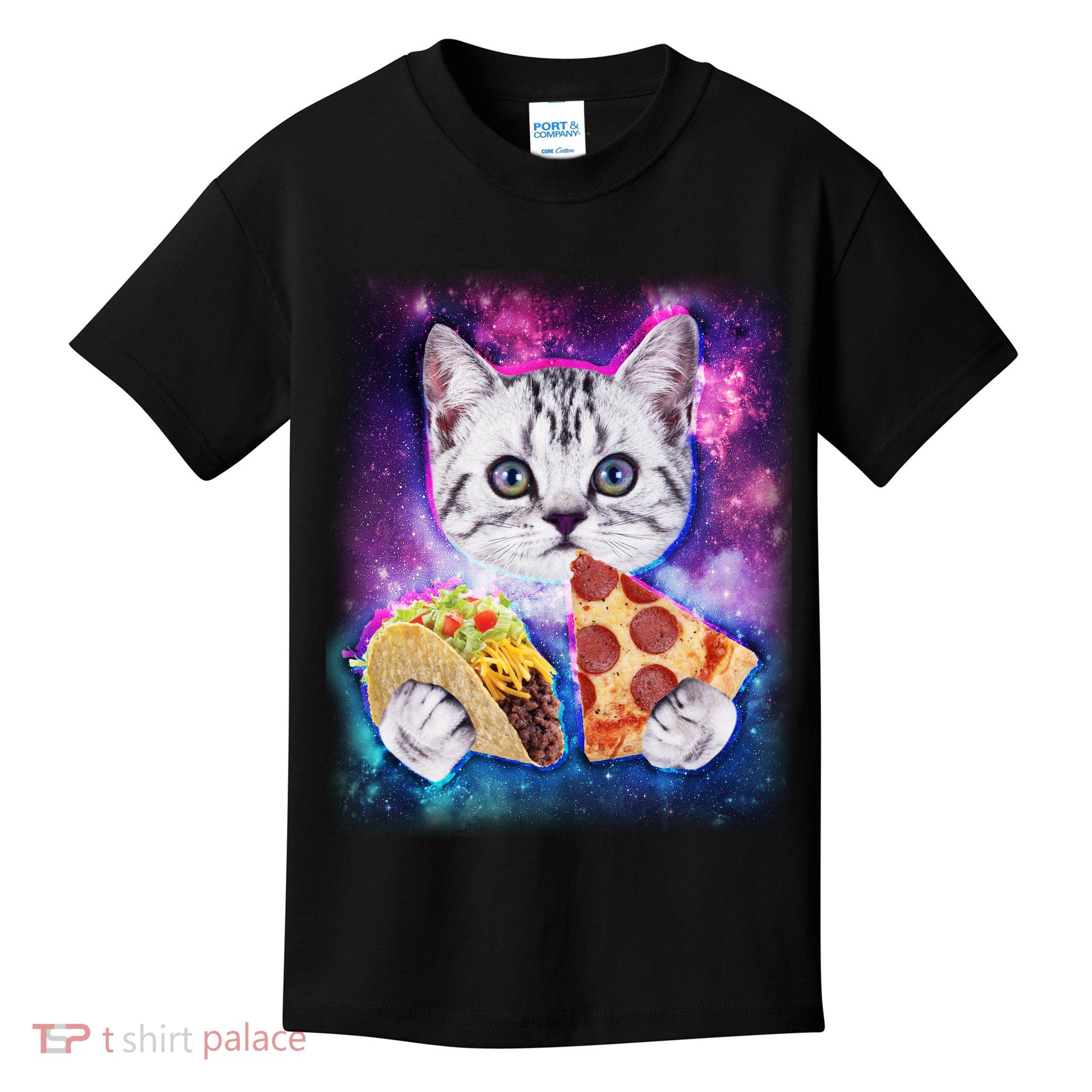 Space Cat Pizza And Tacos Kids T-Shirt