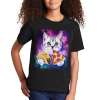 Space Cat Pizza And Tacos Kids T-Shirt