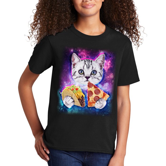 Space Cat Pizza And Tacos Kids T-Shirt