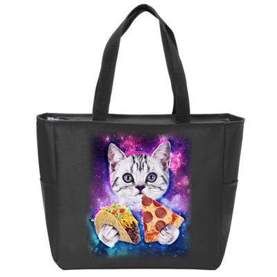 Space Cat Pizza And Tacos Zip Tote Bag