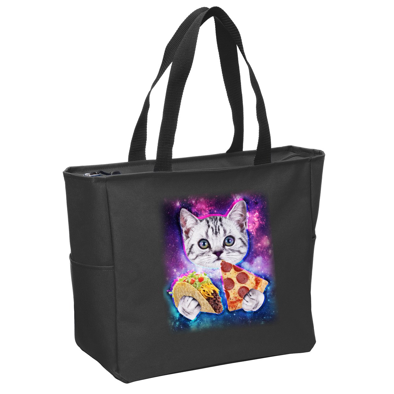 Space Cat Pizza And Tacos Zip Tote Bag