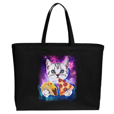 Space Cat Pizza And Tacos Cotton Canvas Jumbo Tote