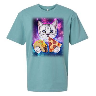 Space Cat Pizza And Tacos Sueded Cloud Jersey T-Shirt