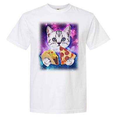 Space Cat Pizza And Tacos Garment-Dyed Heavyweight T-Shirt