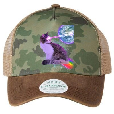 Space Cat Shooting Lazer Into Moon Legacy Tie Dye Trucker Hat