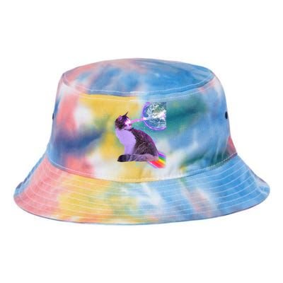 Space Cat Shooting Lazer Into Moon Tie Dye Newport Bucket Hat