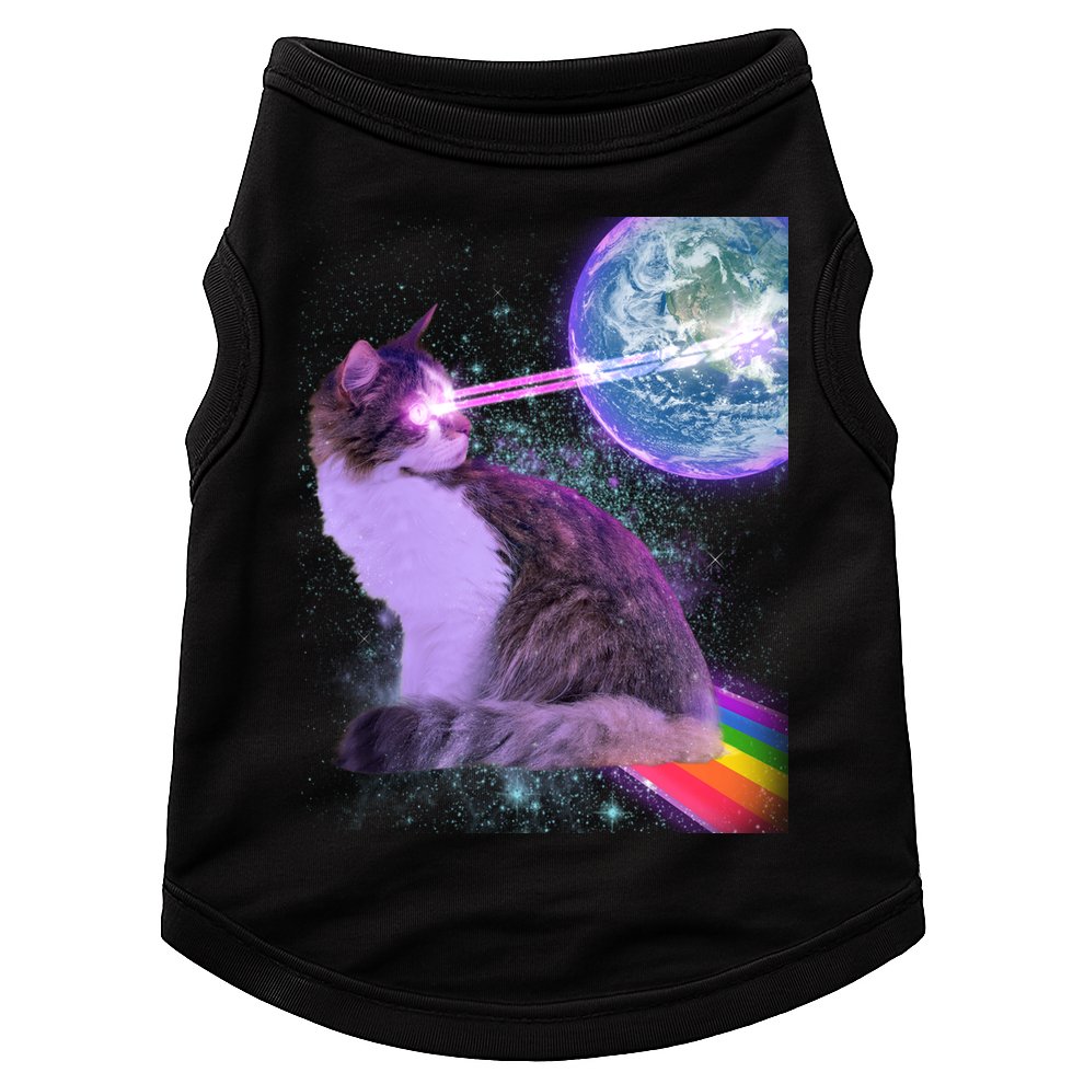 Space Cat Shooting Lazer Into Moon Doggie Tank