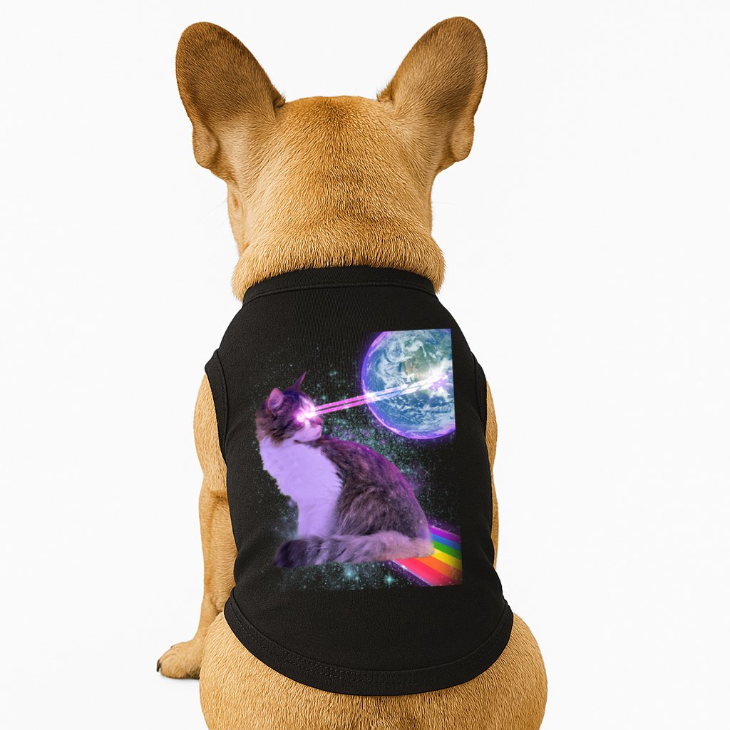 Space Cat Shooting Lazer Into Moon Doggie Tank