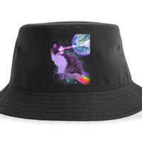 Space Cat Shooting Lazer Into Moon Sustainable Bucket Hat
