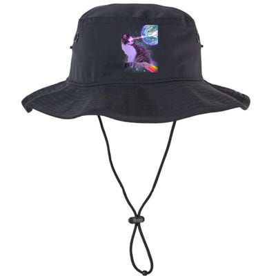 Space Cat Shooting Lazer Into Moon Bucket Hat