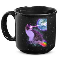 Space Cat Shooting Lazer Into Moon 15oz Campfire Ceramic Mug