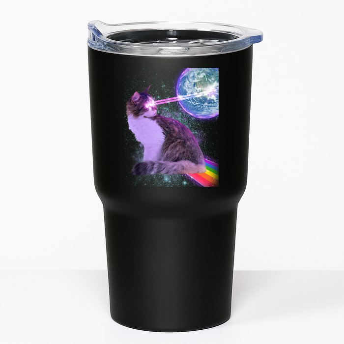 Space Cat Shooting Lazer Into Moon Tumbler