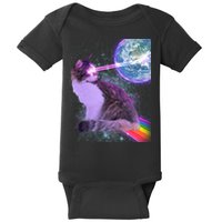 Space Cat Shooting Lazer Into Moon Baby Bodysuit