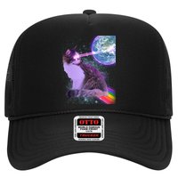 Space Cat Shooting Lazer Into Moon Trucker Hat