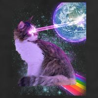 Space Cat Shooting Lazer Into Moon Trucker Hat
