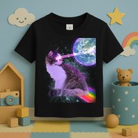 Space Cat Shooting Lazer Into Moon Toddler T-Shirt