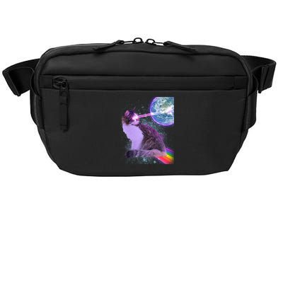 Space Cat Shooting Lazer Into Moon Crossbody Pack