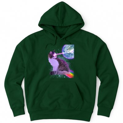 Space Cat Shooting Lazer Into Moon Hoodie