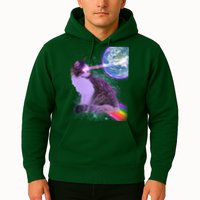 Space Cat Shooting Lazer Into Moon Hoodie
