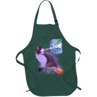 Space Cat Shooting Lazer Into Moon Apron