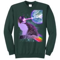 Space Cat Shooting Lazer Into Moon Sweatshirt