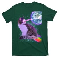 Space Cat Shooting Lazer Into Moon T-Shirt