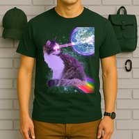 Space Cat Shooting Lazer Into Moon T-Shirt