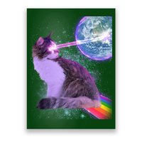 Space Cat Shooting Lazer Into Moon Poster