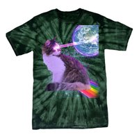 Space Cat Shooting Lazer Into Moon Tie-Dye T-Shirt