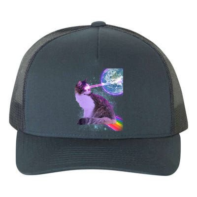 Space Cat Shooting Lazer Into Moon Yupoong Adult 5-Panel Trucker Hat