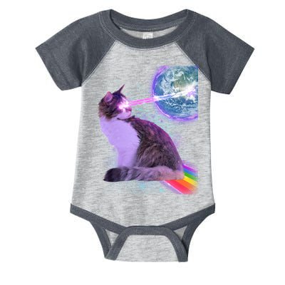 Space Cat Shooting Lazer Into Moon Infant Baby Jersey Bodysuit