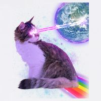 Space Cat Shooting Lazer Into Moon Garment-Dyed Sweatshirt