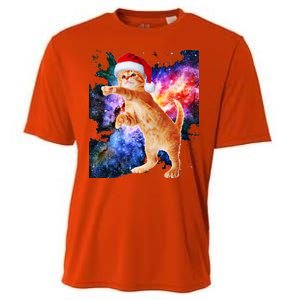 Space Christmas Cat Santa Kitty Cooling Performance Crew T-Shirt