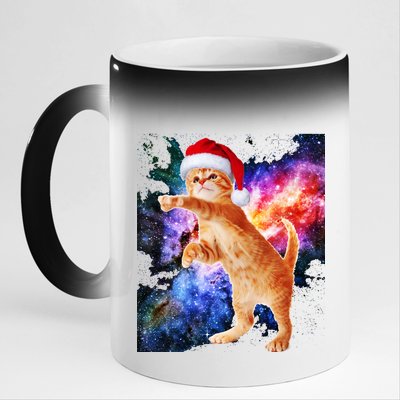 Space Christmas Cat Santa Kitty 11oz Black Color Changing Mug