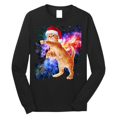 Space Christmas Cat Santa Kitty Long Sleeve Shirt