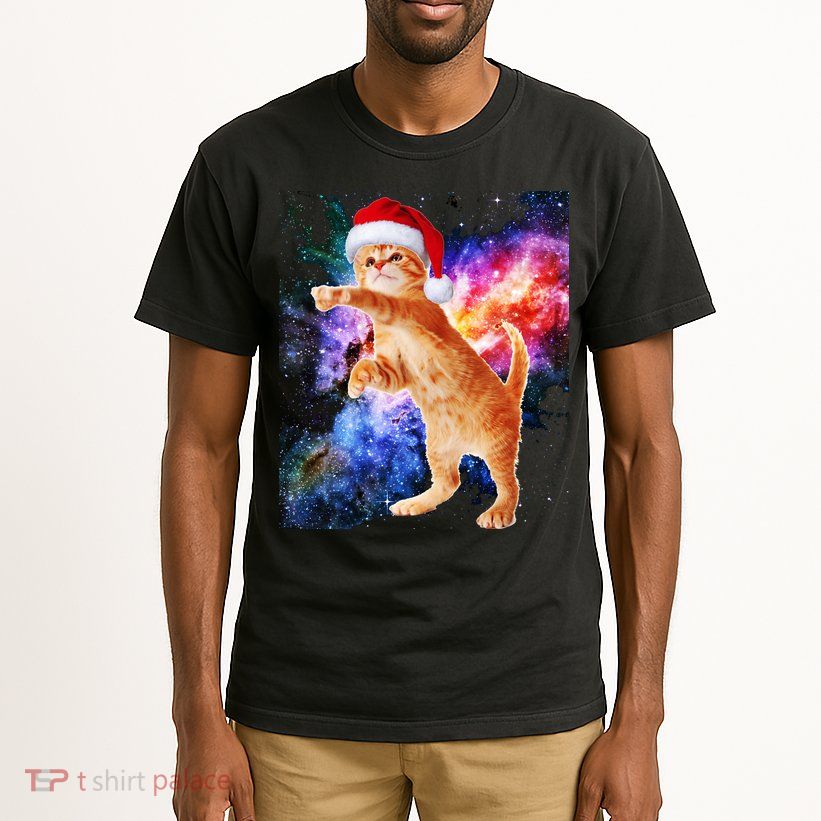 Space Christmas Cat Santa Kitty Tall T-Shirt