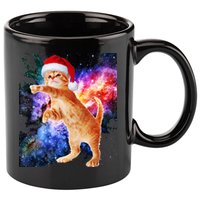 Space Christmas Cat Santa Kitty 11oz C Handle Ceramic Mug