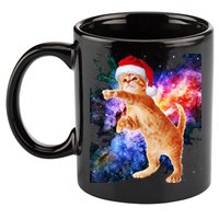 Space Christmas Cat Santa Kitty 11oz C Handle Ceramic Mug