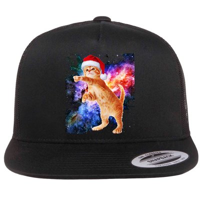Space Christmas Cat Santa Kitty Flatbill Hat